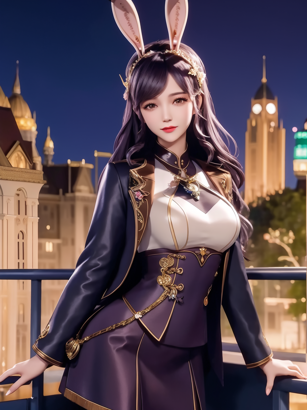 00000-3801347282-_lora_DLDLIIjiangnannanXF_20230802161745_0.75_,1girl, mature female, looking at viewer, cityscape, night,fake animal ears, rabbi.png